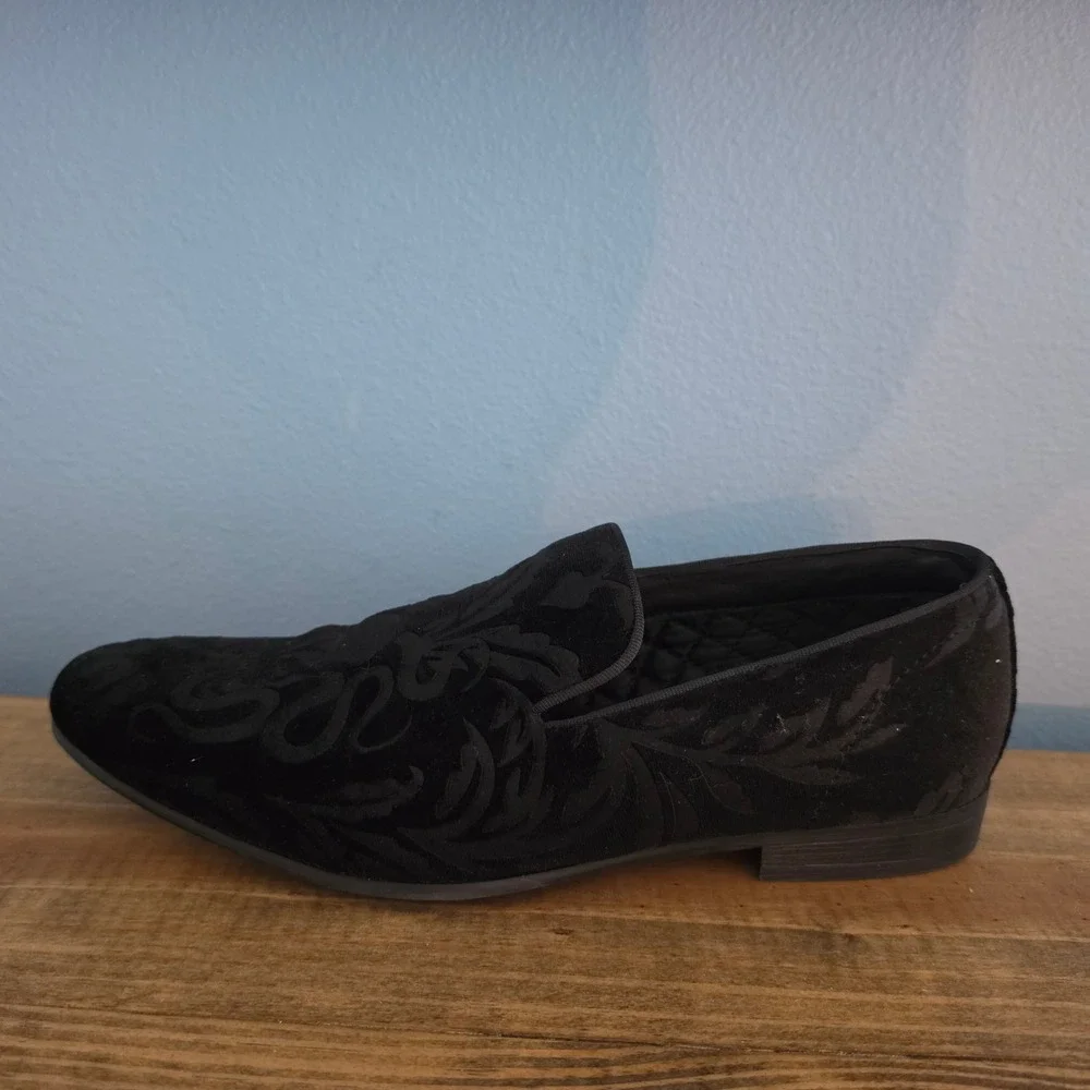Steve Madden Mens Darth Velvet Loafers Slip On Black Embossed Size 8.5